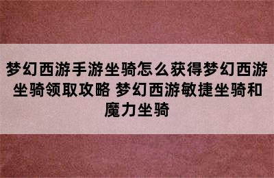 梦幻西游手游坐骑怎么获得梦幻西游坐骑领取攻略 梦幻西游敏捷坐骑和魔力坐骑